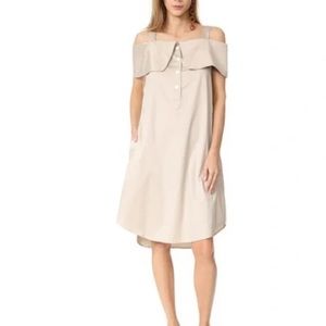 Opening Ceremony cold shoulder strap cotton button dress in sand / khaki, size 6